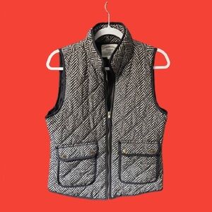 Cambridge Dry Goods Brown and Cream Herringbone Quilted Vest EUC